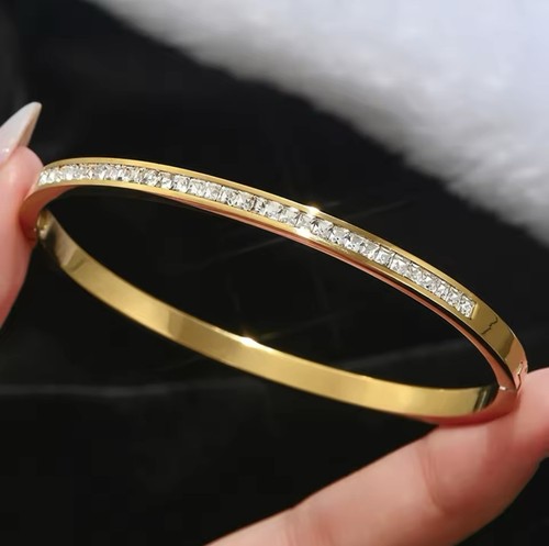 Bracciale Art Decò 18k YGP Baguette taglio principessa zirconi donna uomo ETERNITÀ - Foto 2 di 4