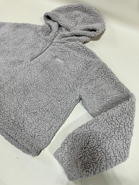 Everlast Grey Sherpa Teddy Fleece Quarter Zip Hoodie Size 10 Casual Athleisure