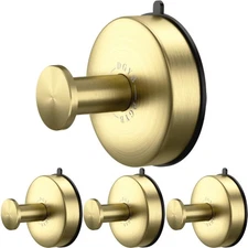 Suction Cup Hooks for Shower Set of 4 Removable Stainless Steel Towel Hook fo...