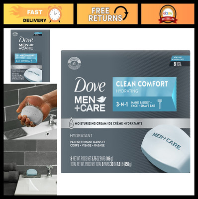 Hydrating Body & Face Bar Soap - Moisturizing Cleanser for Men - 8 Bars, 3.75 oz