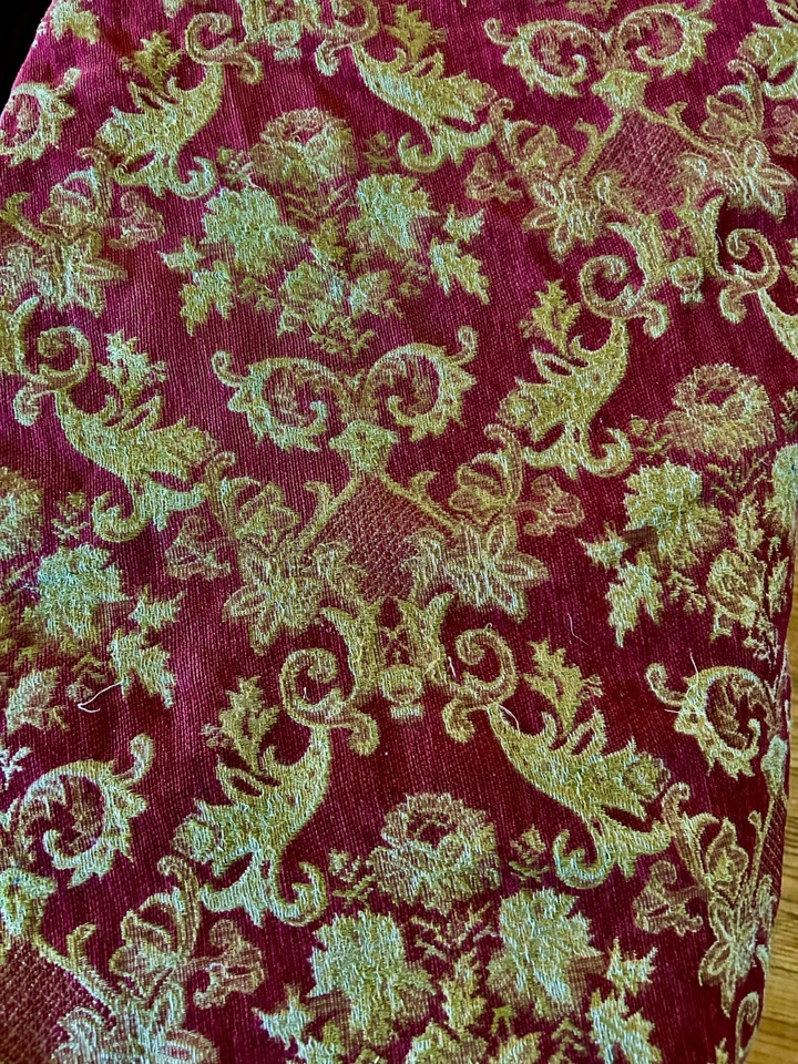 Luxury Gold Paisley Burgundy Throw with Fringes 49 x 58 Blanket Lined - Изображение 3 из 4