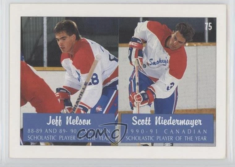 1991 Ultimate Philippe Boucher Jeff Nelson Scott Niedermayer #75 Rookie RC HOF - Image 2 of 2