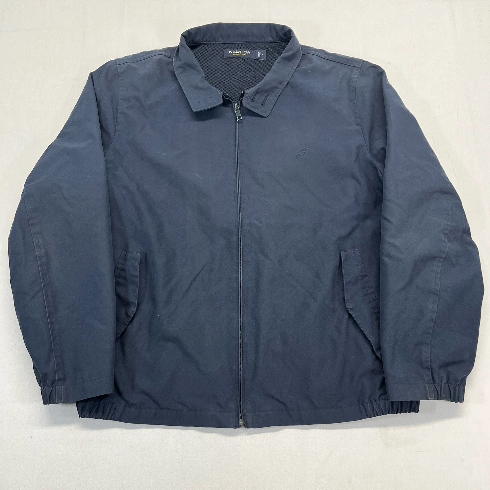 Nautica Jacket Mens Large Blue Full Zip Adult Windbreaker Active Casual
