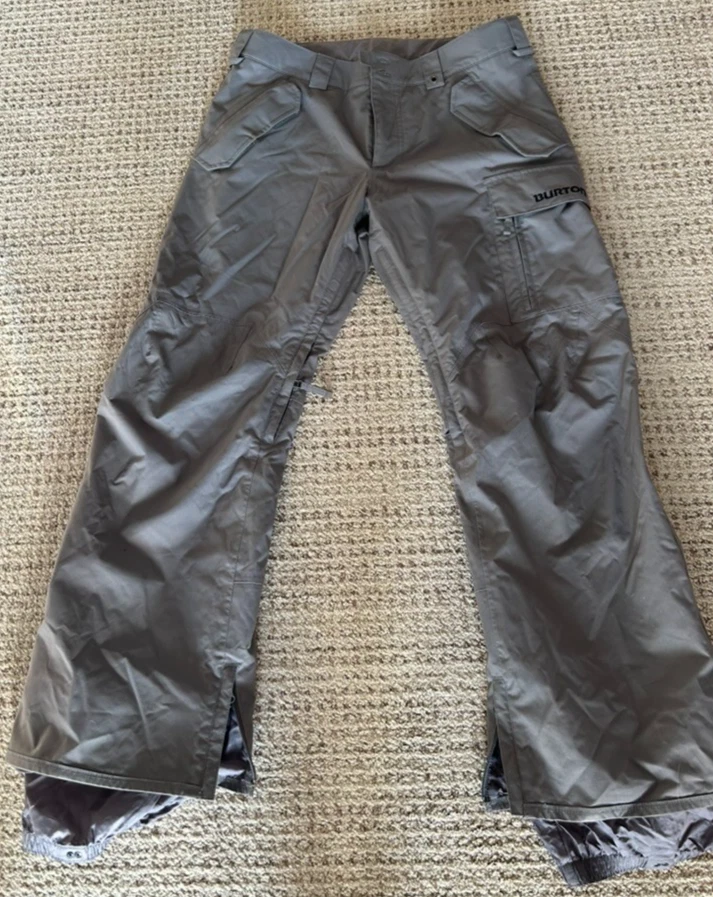 Burton DRYRIDE Cargo Snow Pants Men's LG Gray Waterproof Shell Adjustable Vent