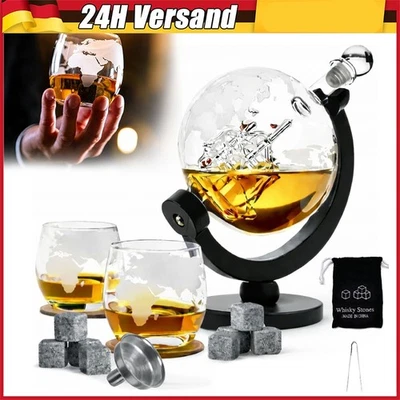 Whisky Karaffe + 2 Whiskey Gläser Whiskykaraffe Whiskygläser Set Dekanter Glas - Bild 1 von 4