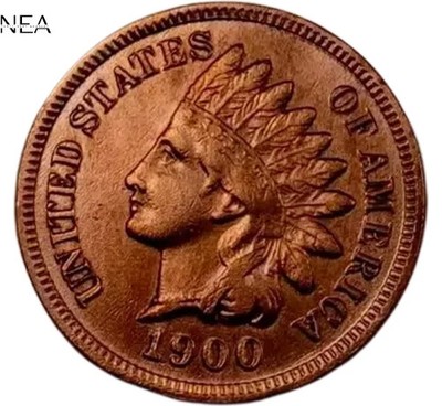 1900 Indian Head Penny Cent ~ Borderline Uncirculated (red) AU++