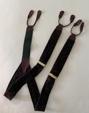 VTG Polo Ralph Lauren Green Velvet Brass Leather Suspenders