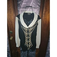 Vintage Bob Mackie Wearable Art Embroidered Tuxedo Statement Designer Blouse