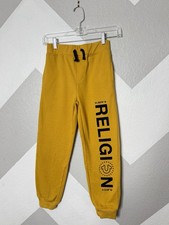 True Religion Youths Sweatpants Logo Print Honey Mustard Size Small Spellout