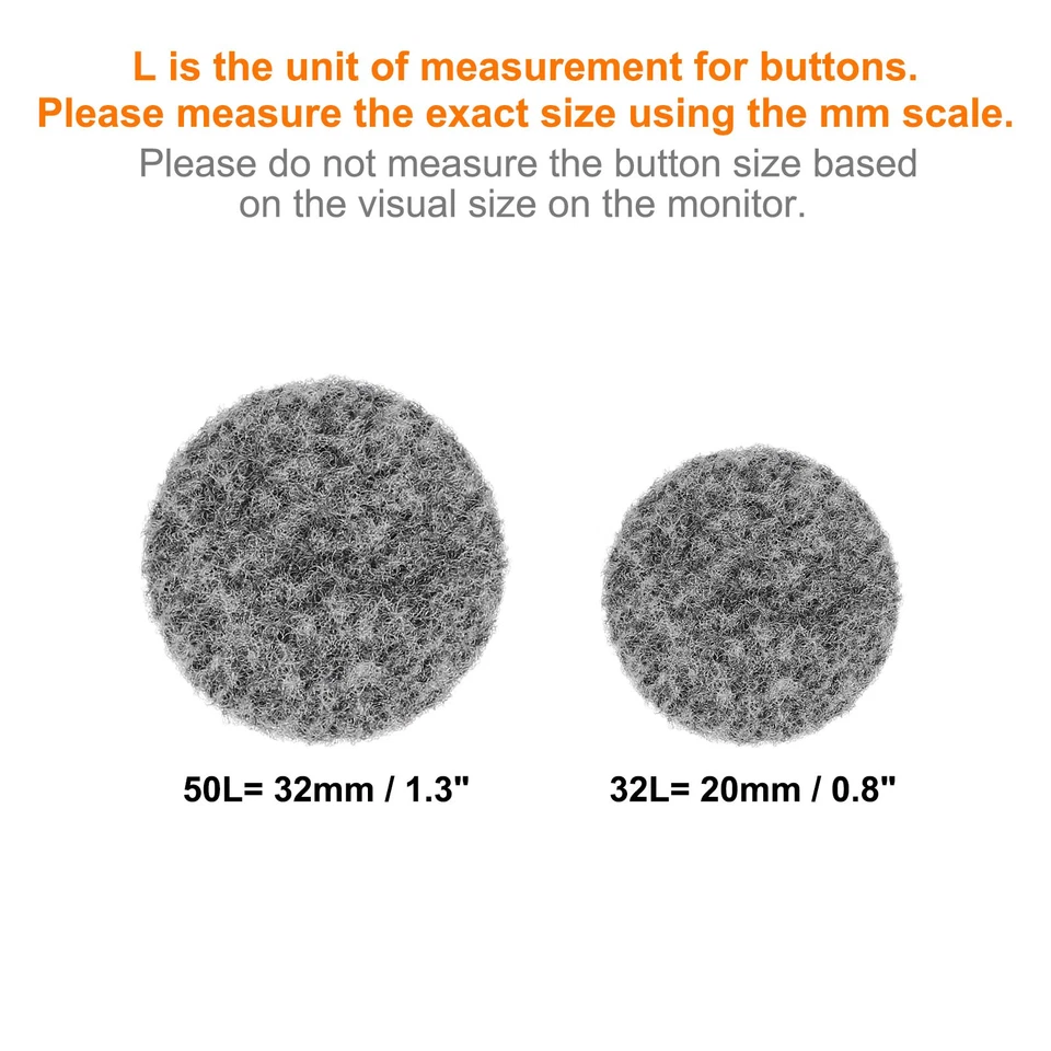 Кнопки тканевые тканевые покрытые круглые 0,8 дюйма с хвостовиком светло-серые 20 шт. - Изображение 3 из 4