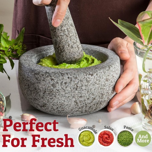 Priority Chef Heavy Duty Large Mortar And Pestle Set, Hand Carved From - Picture 7 of 7