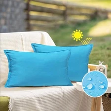 12x20 Outdoor Waterproof Lumbar Pillow Covers Set 12" x 20" (Pack of 2) Skybule