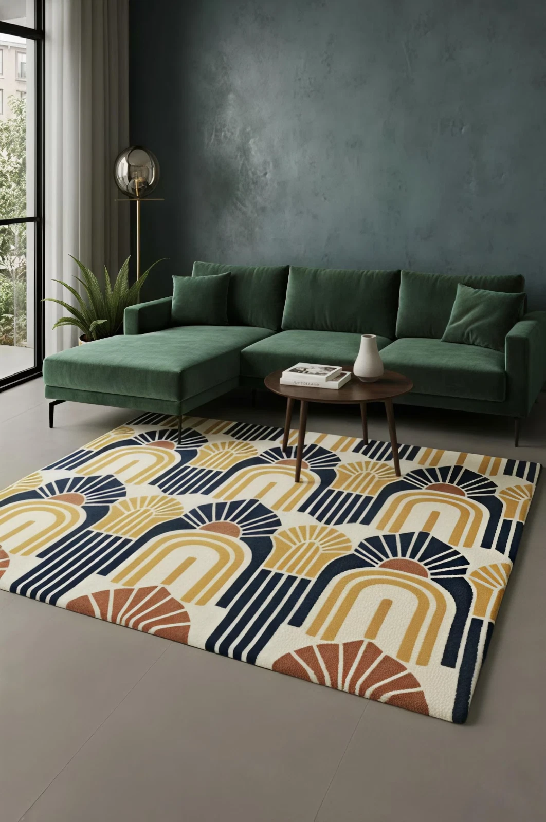 Hand Tufted Art Deco Wool Area Rug Multicolor | Modern Geometric Area Carpet.