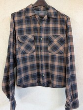 1960 Brown Pendleton Woolen Mills Plaid Flannel Hollywood Movie Prop CRC Men's L