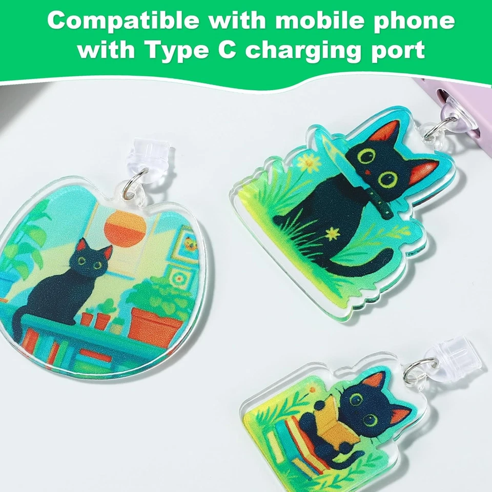3 Stck. Staub-Stecker Charm für Telefon, Typ C Katze Motiv Staub-Stecker Charm Cartoon Anti-Du - Bild 3 von 4