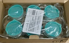 Pampered Chef Mini Freezer Bowls With Lids & Rack #100181 – Teal