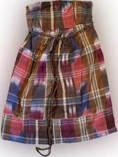 American Eagle Outfitters Y2K Brown Plaid Dress with Multi-Color Accents