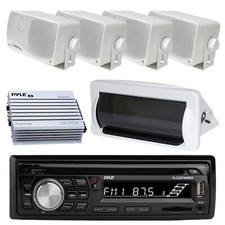 Pyle InDash Marine Boat Bluetooth USB AUX CD Radio 4 X Speakers 400Watt Amp Pkg