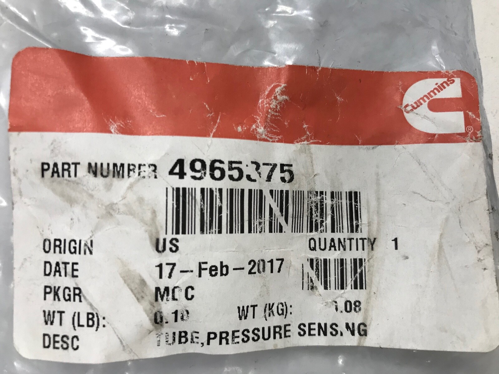 Genunine Cummins 4965375 Pressure Sensing Tube for sale online | eBay
