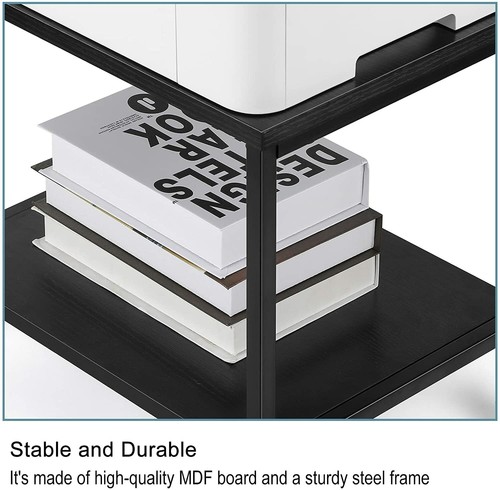 2-Tier Printer Stand, Under Desk Rolling Printer Cart with Storage Shelves Black - Picture 3 of 7