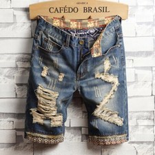 Shorts Uomo Jeans Style Usato Bermuda Denim Traspirante Moda Estate 2023