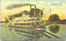 LITHO Passenger Steamship Betsy Ann on Mississippi River 1910 Ironton Ohio