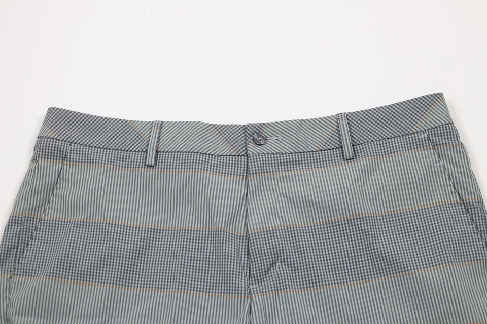 Puma Golf Cell Mens Size 38 Striped Plaid Flat Front Tech Golf Chino Shorts - Image 2 of 4