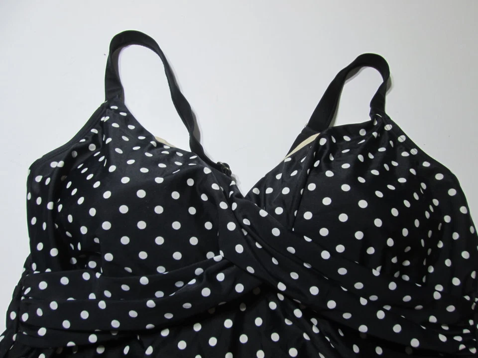 Ava & Viv женщин размер 18 Вт танкини черный беспроводной с подкладкой в горошек широкие ремни - Изображение 2 из 4