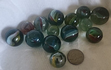 VINTAGE Lot Of 13 MARBLES Glass SHOOTER STYLE CAT EYE SWIRL DIFFERENT SIZES