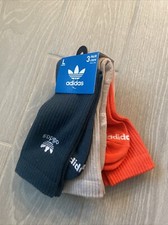 Adidas Adult Unisex Blue, Grey, Orange 3-Pack Crew Socks Size Large NWT B24