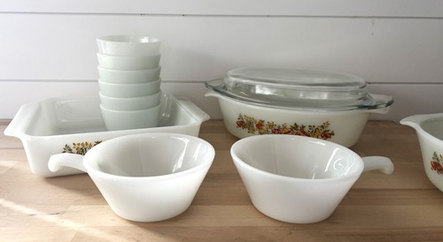 Anchor Hocking Vintage Autumn Harvest Casserole/Custard Lids Bowls Dish Set 20pc - Picture 4 of 13