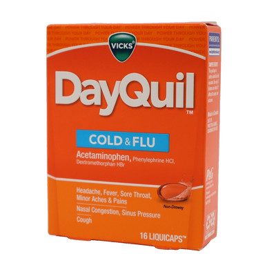 Vicks DayQuil Cold Flu Multi-Symptom Relief LiquiCaps 16 Ct Non-Drowsy EXP 12/25