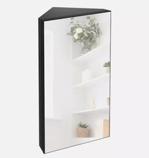 24" Corner Medicine Cabinet Modern Bathroom Vanity Glass Mirror Storag Black