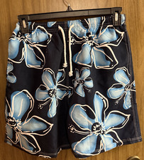 Swim Trunks for Surf or Beach - Blue Hawaiian Tropical Print Men's Size M-XL .