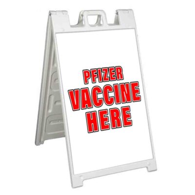 VACCINE HERE PFIZER Signicade 24x36 Aframe Sidewalk Decal Sign Banner MEDICAL
