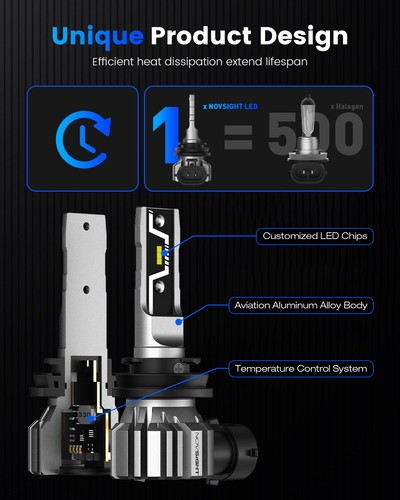 NOVSIGHT 9005 H11 H8 H9 LED Headlight Bulbs Lamp Conversion 6500K 10000LM 50W 4x - Picture 18 of 22