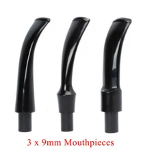 3 Pcs Acrylic Pipe Stem Mouthpieces for Smoking Replacement 9mm Filter