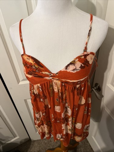 Neu mit Etikett Free People Damen-Tunika rot Blumenmuster transparenter Body Hi-Lo Gr. XS Cami neu - Bild 4 von 13