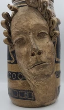 Art Pottery Sculpture Urn Jug  Signed 3D Lady Women Face Bust Large 14 1/2" T