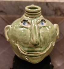 Handmade Pottery Mini Face Jug 4" - Signed "KAR Pottery". New