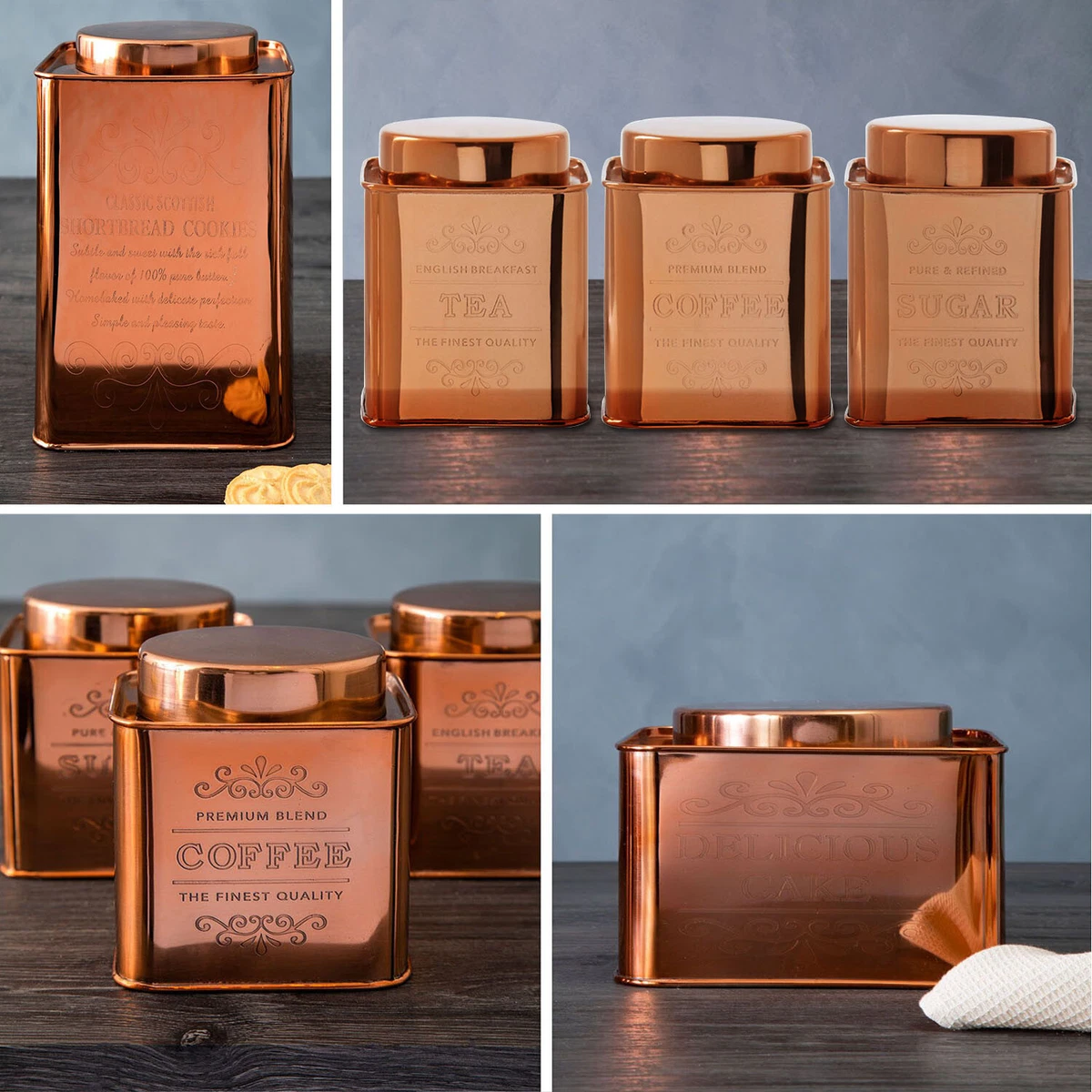 Copper tea coffee sugar jars 2025