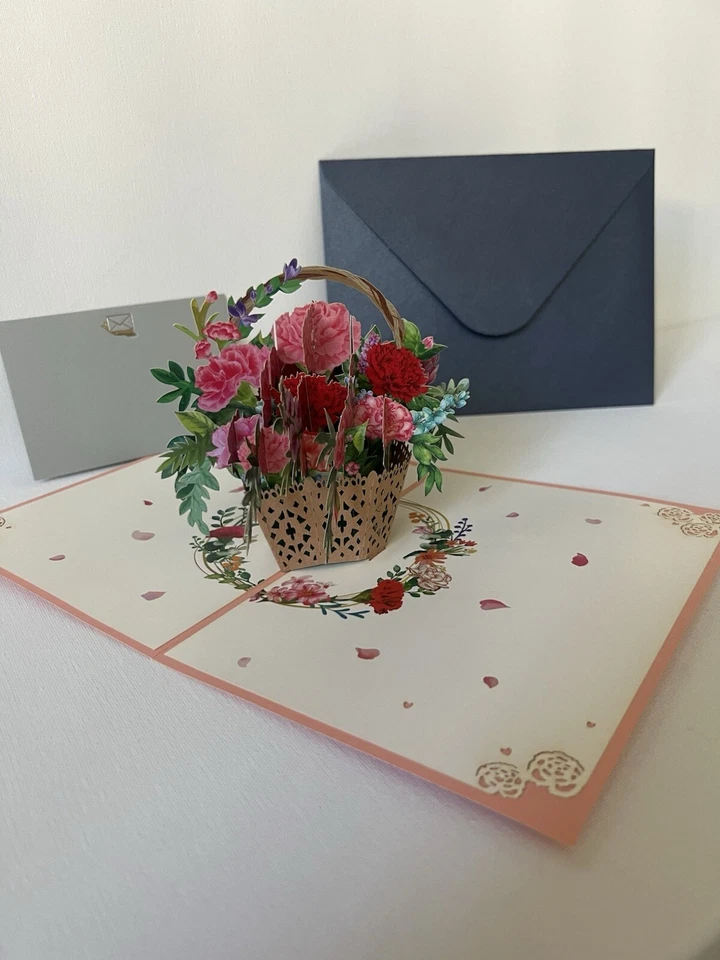 Tarjeta de Felicitación 3D Pop Up Flor Mariposa Navidad Gracias Madre Familia Navidad Foto 3 de 4