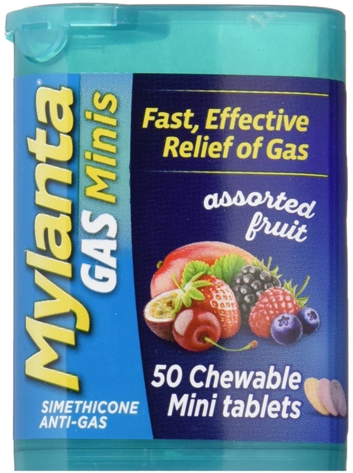 Mylanta Anti-Gas Simethicone Chewable Mini Tablets Assorted Fruit 50 Ct 6 Pack