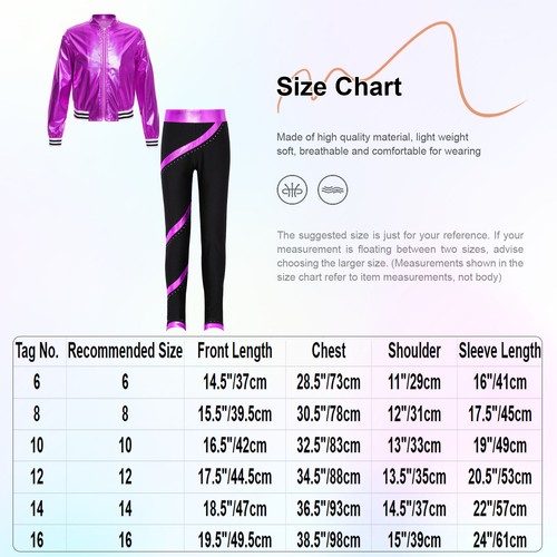 Kids Girl's Tracksuits Hip-hop Sweatshirt Tights Set Stage Jacket With Pants - Picture 21 of 45