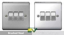 BG Nexus Switches & Sockets - Complete Range -  Brushed Steel / Polished Chrome
