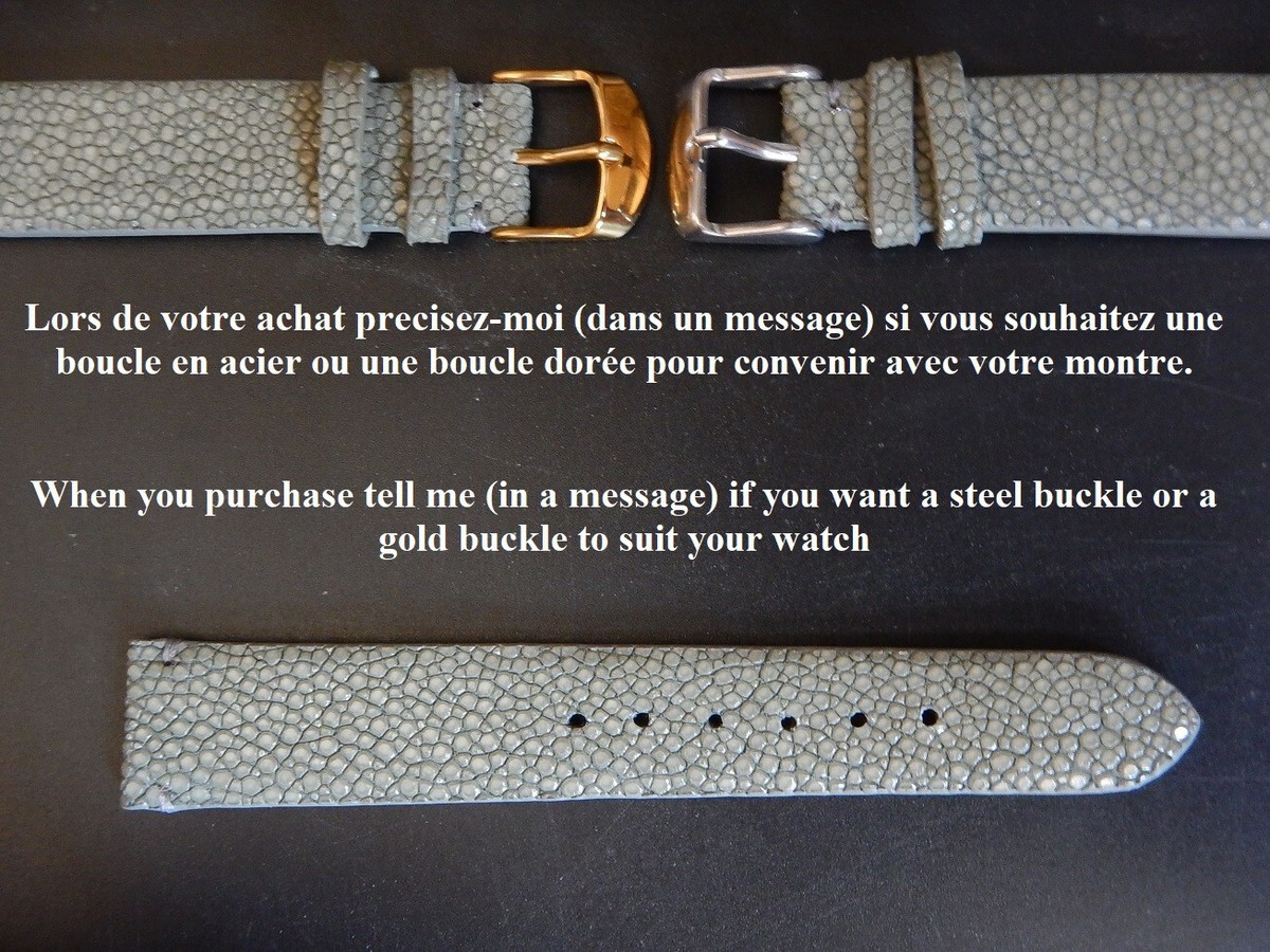Bracelet 19 Mm En Galuchat Véritable Poli Gris Souris - Fait Main En France - Neuf Sans étiquette - Luxe