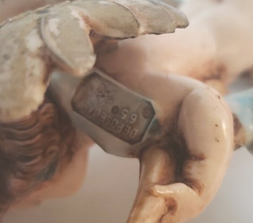 Pair Of Fontanini Nativity Italy Depose #265 & #65 Cherub Angel w/Spider Mark - Picture 11 of 11