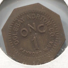 Oglebay Norton Company - Kayford, WV - Good For 1 ¢ - B - 19 mm - Lot # EC 5600