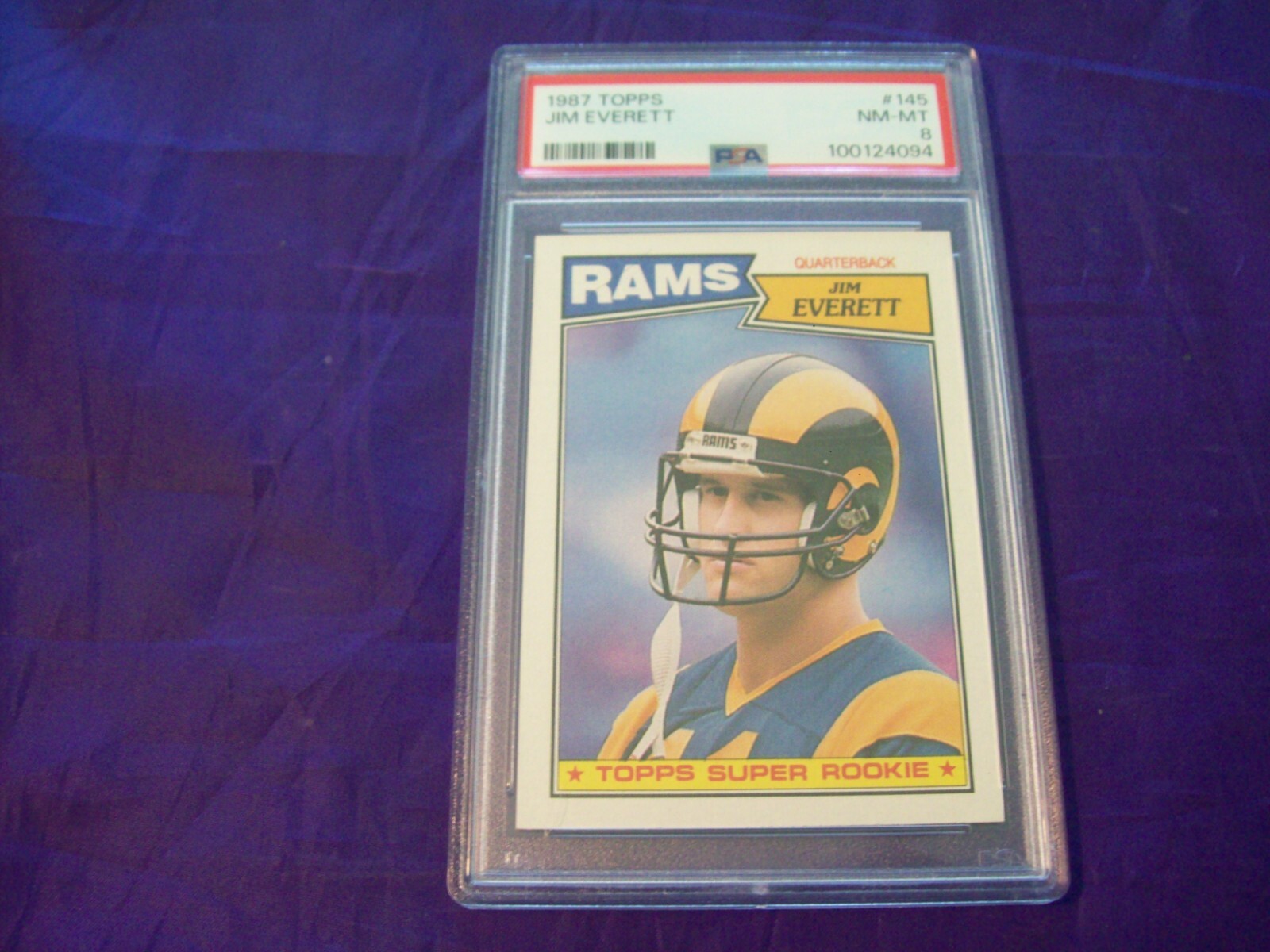 1987 TOPPS FOOTBALL #145 JIM EVERETT (ROOKIE) PSA 8