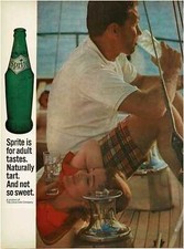 1964 SPRITE soda Couple relaxing on sailboat Vintage Print Ad